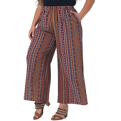 Women's Plus Size Boho Palazzo Pants Wide Leg Lounge Pant