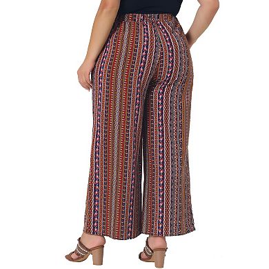 Women's Plus Size Boho Palazzo Pants Wide Leg Lounge Pant