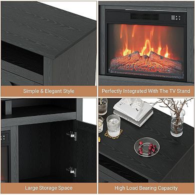 67" Fireplace TV Stand with 23" Electric Fireplace & Remote Control, Entertainment Center