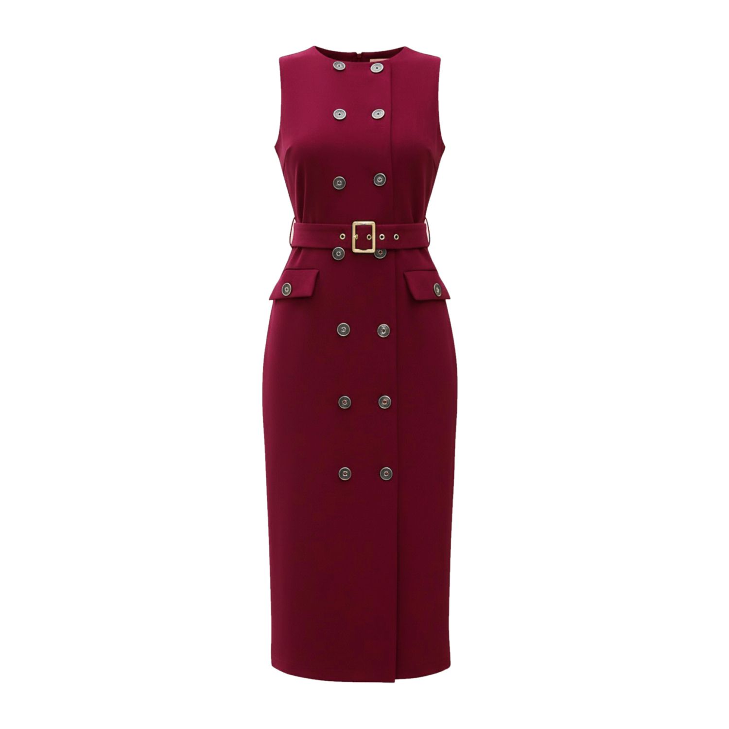 Женские платья Double Breasted Work Dress for Sleeveless Business Crewneck Formal Belted Pencil Dress