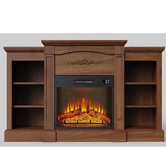 67" Electric Fireplace TV Stand with Mantel & Cabinets, Media Console for Living Room