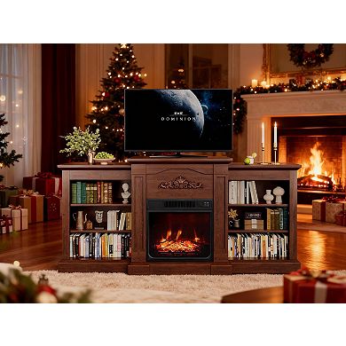 67" Electric Fireplace TV Stand with Mantel & Cabinets, Media Console for Living Room