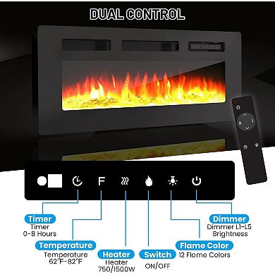 70-in TV Stand with 36-in Electric Fireplace 12 LED Flame Colors Storage White