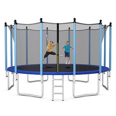 Gymax Jumping Exercise Recreational Bounce Trampoline for Kids w/ Safety Enclosure