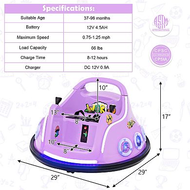 Gymax 12V Kids Ride on Bumper Car Remote Control w/ Flashing LED Light & Music
