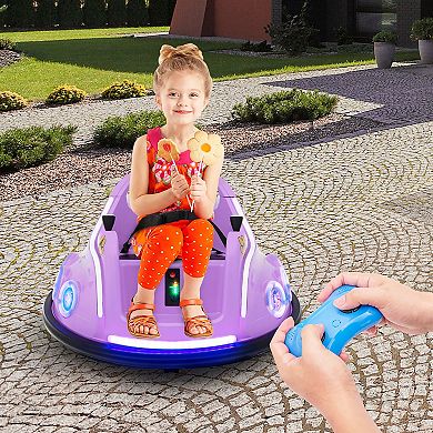 Gymax 12V Kids Ride on Bumper Car Remote Control w/ Flashing LED Light & Music