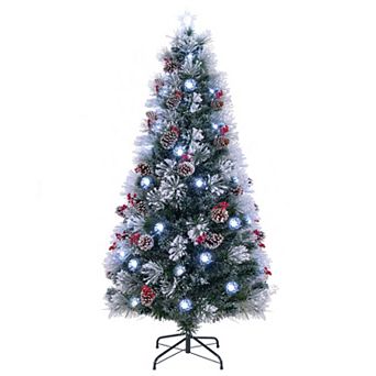 Gymax 5/6/7 FT Flocked Christmas Tree Artificial Xmas Tree w/170/220/270 Branch Tips &Pine Needles