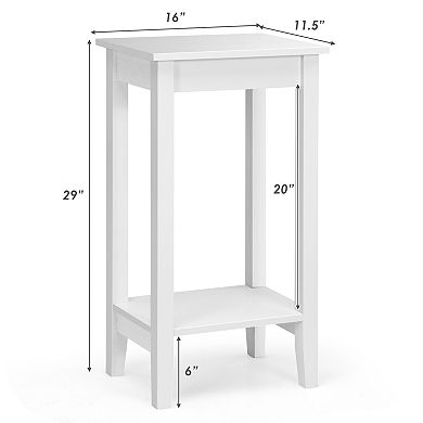 Gymax 2-Tier Nightstand End Side Table Coffee Table Wooden Legs Bedroom