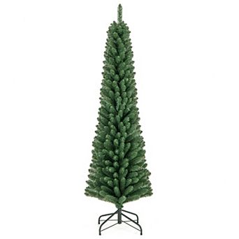 Gymax 5/6 FT Pencil Christmas Tree Artificial Xmas Tree w/ 295 /392 Memory Wire Branch Tips