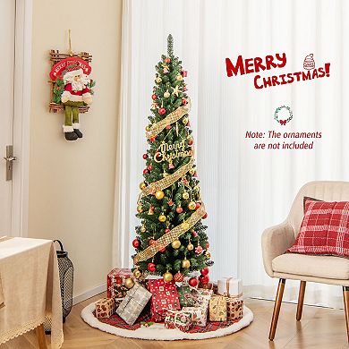 Gymax 5/6 FT Pencil Christmas Tree Artificial Xmas Tree w/ 295 /392 Memory Wire Branch Tips