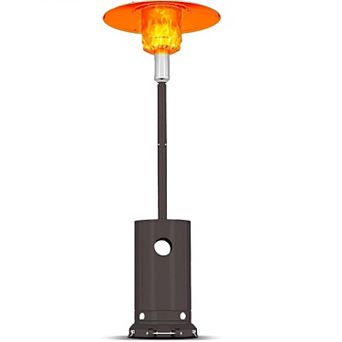 48000 BTU Propane Patio Heater with Table Wheels Outdoor Heating Solution Brown/Gray