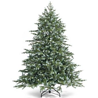 Gymax Artificial Christmas Tree Unlit Hinged Xmas Tree w/ Metal Stand