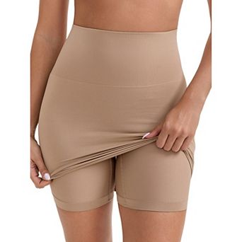 Women's Half Slip with Leggings Hip-Lifting Tummy Control High-Waisted Above Knee Tight Underskirt