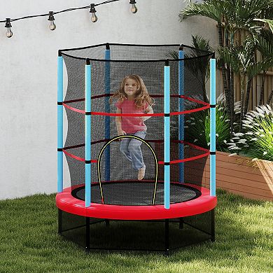 Gymax Mini Trampoline for Kids w/ Safety Enclosure Net & Seamless Design