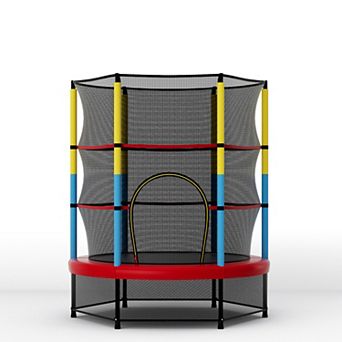 Gymax Mini Trampoline for Kids w/ Safety Enclosure Net & Seamless Design