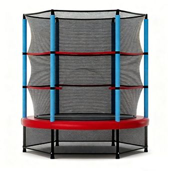 Gymax Mini Trampoline for Kids w/ Safety Enclosure Net & Seamless Design