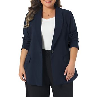 Women's Plus Size Blazers Lapel Button Work Business Casual Outfits Dressy Suit Jacket Blazer