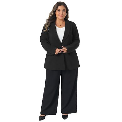 Women's Plus Size Blazers Lapel Button Work Business Casual Outfits Dressy Suit Jacket Blazer