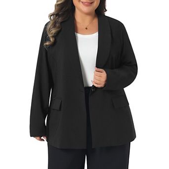 Women's Plus Size Blazers Lapel Button Work Business Casual Outfits Dressy Suit Jacket Blazer