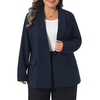 Women's Plus Size Blazers Lapel Button Work Business Casual Outfits Dressy Suit Jacket Blazer