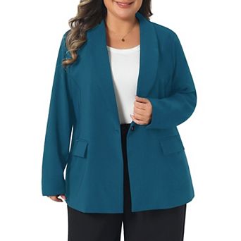Women's Plus Size Blazers Lapel Button Work Business Casual Outfits Dressy Suit Jacket Blazer