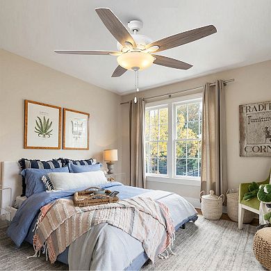 52" Modern Nickel Dual Mounting Ceiling Fan with Light and Pull Chain