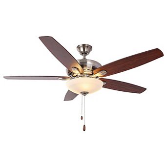 52" Modern Nickel Dual Mounting Ceiling Fan with Light and Pull Chain