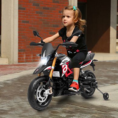 Gymax 12V Licensed Kids Ride On Motorcycle w/ Headlight Training Wheel