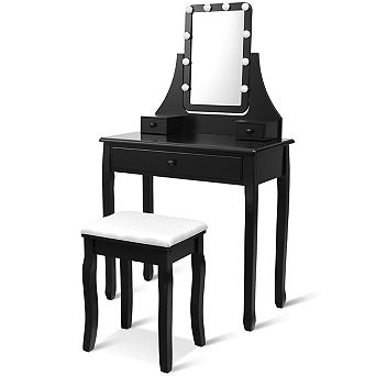 Costway Vanity Table 10 Dimmable Bulbs Makeup Dressing Desk