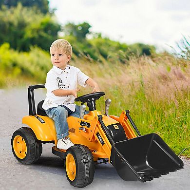 Gymax Kids Ride On Excavator Digger 6V Battery Powered Tractor w/Digging Bucket Yellow