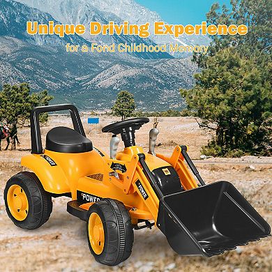 Gymax Kids Ride On Excavator Digger 6V Battery Powered Tractor w/Digging Bucket Yellow