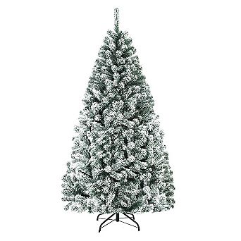 Gymax 6/7.5/9ft Snow Flocked Hinged Artificial Christmas Tree Unlit Holiday Decor