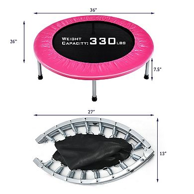 Gymax Mini Folding 36'' Trampoline Portable Recreational Fitness Rebounder