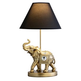 18.5" Detailed Craftsmanship Golden Elephant Table Lamp - Bedside Light