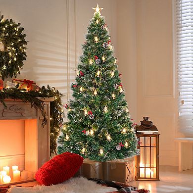 Gymax 6/7 FT Christmas Tree Artificial Xmas Tree w/ 8 Lighting Modes 64/80 Warm LED Lights