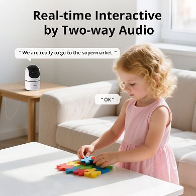1080P Smart Indoor Pan-Tilt Camera with Two-Way Audio and Privacy Shutter