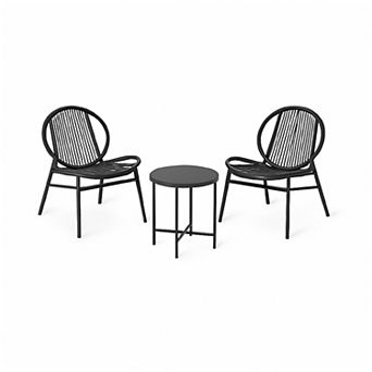 Acapulco Chair 3 pc Patio Set, Outdoor Acapulco Chairs with a Coffee Table, Indoor