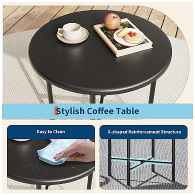 Acapulco Chair 3 Piece Patio Set, Outdoor Acapulco Chairs with a Coffee Table, Indoor