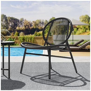 Acapulco Chair 3 Piece Patio Set, Outdoor Acapulco Chairs with a Coffee Table, Indoor