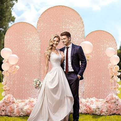 Bling Arch Backdrop Cover, Sequin Wedding Arch Stand Cover With Round Sequins, Zipper Design,7.2FT