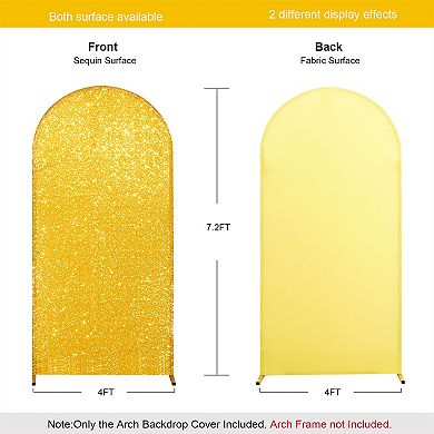 Bling Arch Backdrop Cover, Sequin Wedding Arch Stand Cover With Round Sequins, Zipper Design,7.2FT