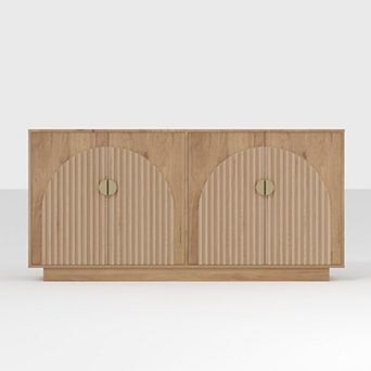 63 in Large Sideboard Buffet Cabinet with Storage Kitchen Fluted Coffee Bar Wine Bar Console Table