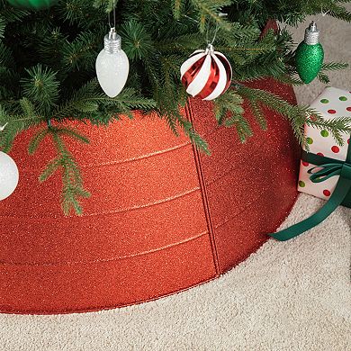 Glitzhome 40.5" D Metal Weave Tree Collar,Decorative Tree Stand Cover Tree Ring for Christmas Decor