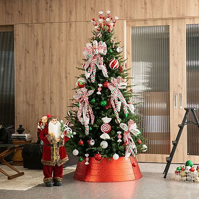 Glitzhome 40.5" D Metal Weave Tree Collar,Decorative Tree Stand Cover Tree Ring for Christmas Decor