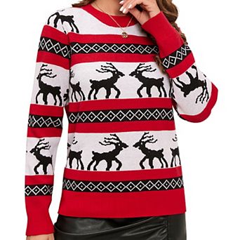 Women's Christmas Sweater Crewneck Soft Holiday Pullover Cozy Knit Top
