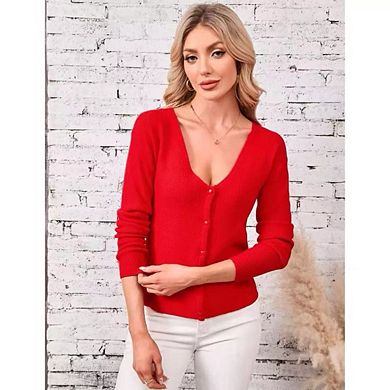 Women's Reversible V-Neck Cardigan Double Sided Soft Comfortable Versatile