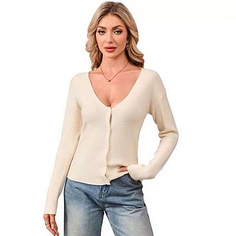 Women's Reversible V-Neck Cardigan Double Sided Soft Comfortable Versatile