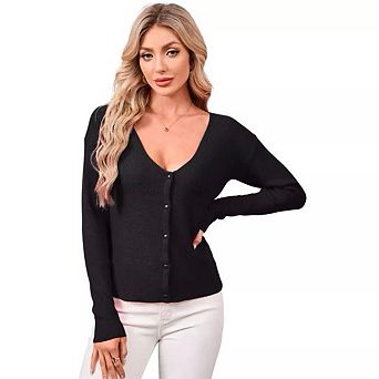 Women's Reversible V-Neck Cardigan Double Sided Soft Comfortable Versatile