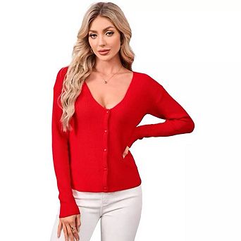 Women's Reversible V-Neck Cardigan Double Sided Soft Comfortable Versatile