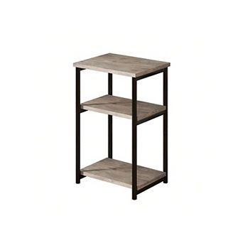 3 tier Side Table with Storage Tall End Table with Metal Frame Small Multifunctional Nightstand